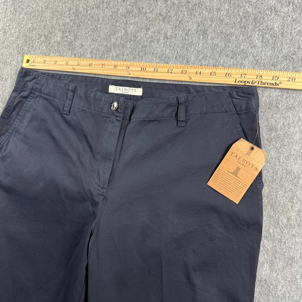 Talbots Chino Pants Womens 14 Navy Blue Wide Leg Stretch Cotton NWT - Picture 3 of 11
